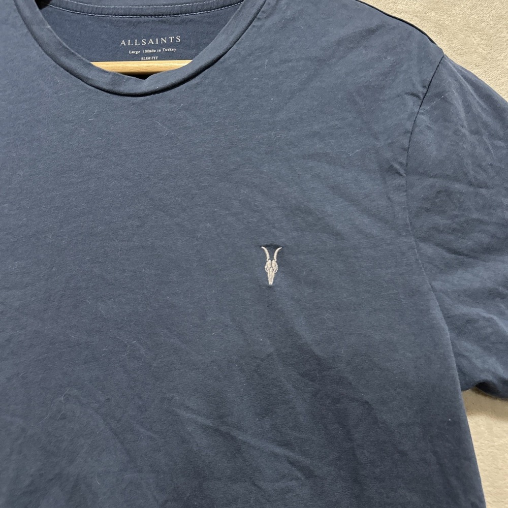All Saints Slim Fit Tonic Crew Ramskull Navy Blue Short Sleeve Tee Size Large - Picture 4 of 8